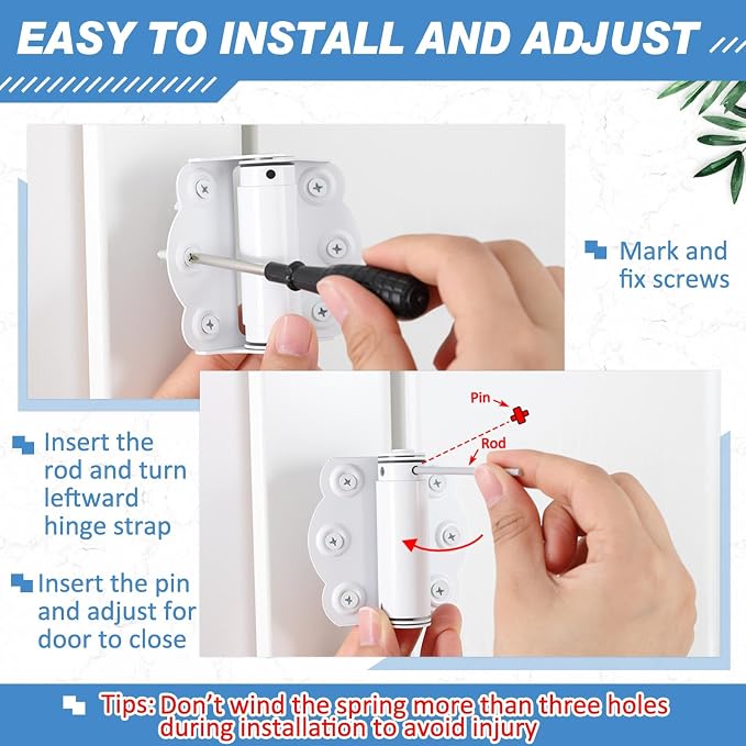 Zonon 6 Pack White Self Closing Screen Door Hinge 2 3/4" Heavy Duty Steel - Image 4