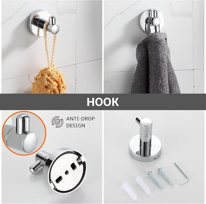BGL Bathroom Accessory Set Chrome 4 Pieces Bathroom Towel Rack 24 Inches - Image 5