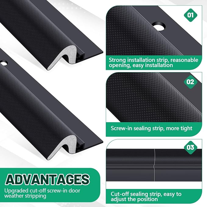 Yuntau 10 Pcs Screw on Door Weather Stripping 42" 36" Exterior Door Weather - Image 5