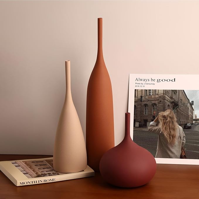 Ceramic Vases Set of 3, Modern Boho Vases - Image 3