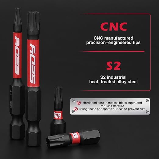 25-Piece Torx Bit Set, T5-T40 CNC Machined Magnetic Tips, S2 Steel Star Bit - Image 3
