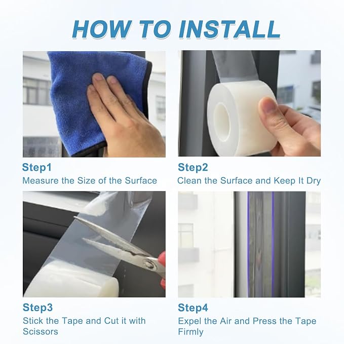 Window Sealing Tape Weather Stripping 3 Inch x 35 Yards Clear Window Insulation - Image 4