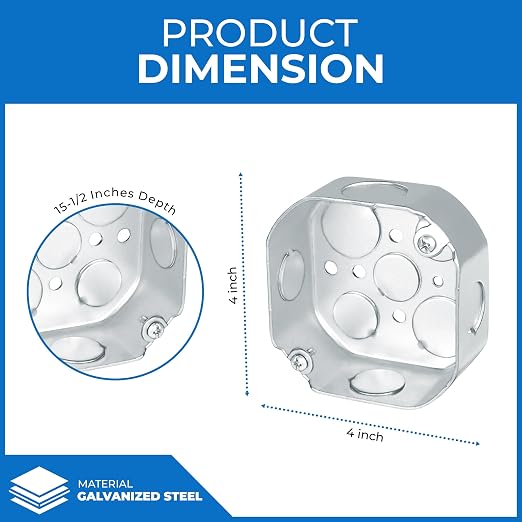 4” Welded Octagon Steel Electrical Box| 1-1/2" Deep Box - Image 3