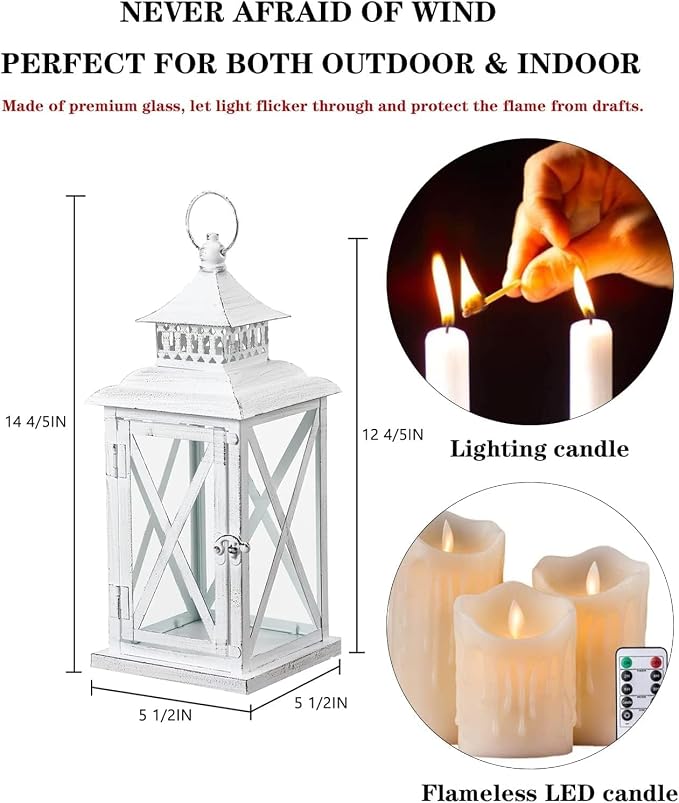 Lantern Decorative Indoor & Outdoor, Large Square Hanging Spring Home Decor - Image 5
