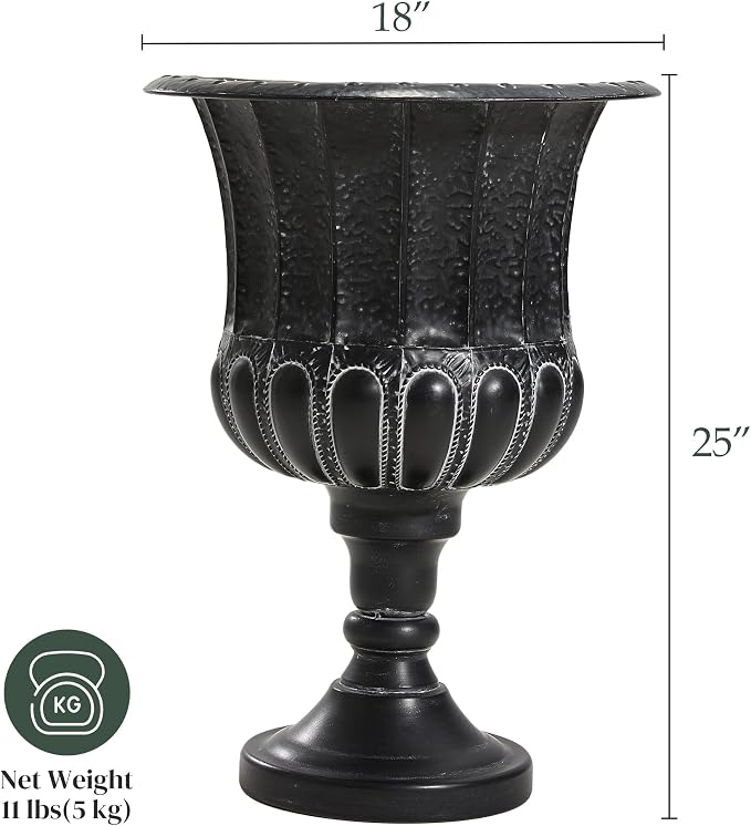 Worth Garden 25" H. Metal Urn Planters 2-Pack - Image 6