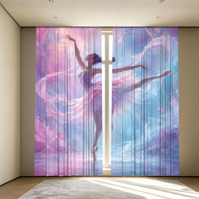 Dreamy Ballerina Fantasy Window Curtains 2 Panels Set, 52 X 84 Inch Polyester by Unknown