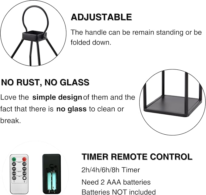 Perfnique Modern Farmhouse Lantern Decor, 2 LED 6hr Timer Flameless Candles ＆ - Image 5