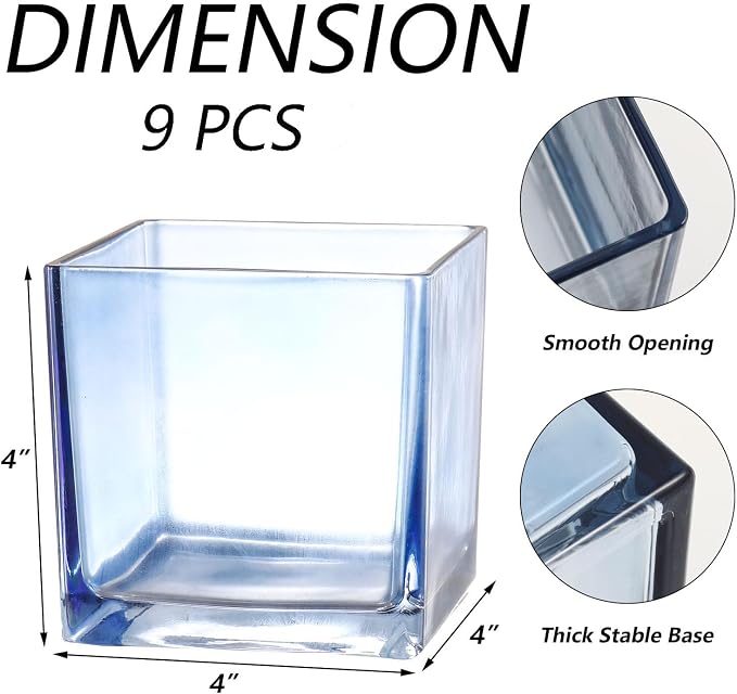 Square Glass Vases Set of 9, Small Vase - Image 7