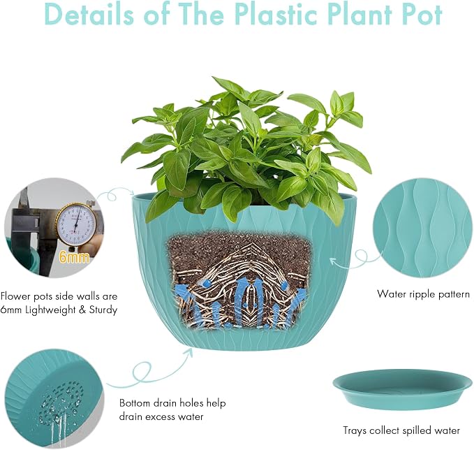 WSMKSZ 12 Inch Large Plant Pots - Image 3