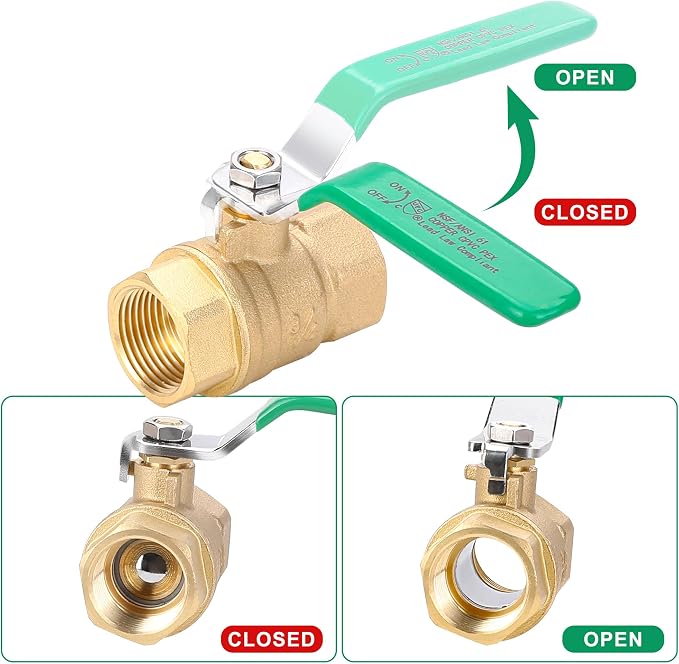 2PCS 3/4’’ NPT Ball Valve, Lead-Free Brass, Full Port Shut Off Valve - Image 4