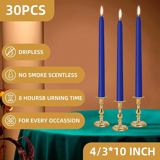 LYOBATH 30 Pack Blue Taper Candles - Image 2