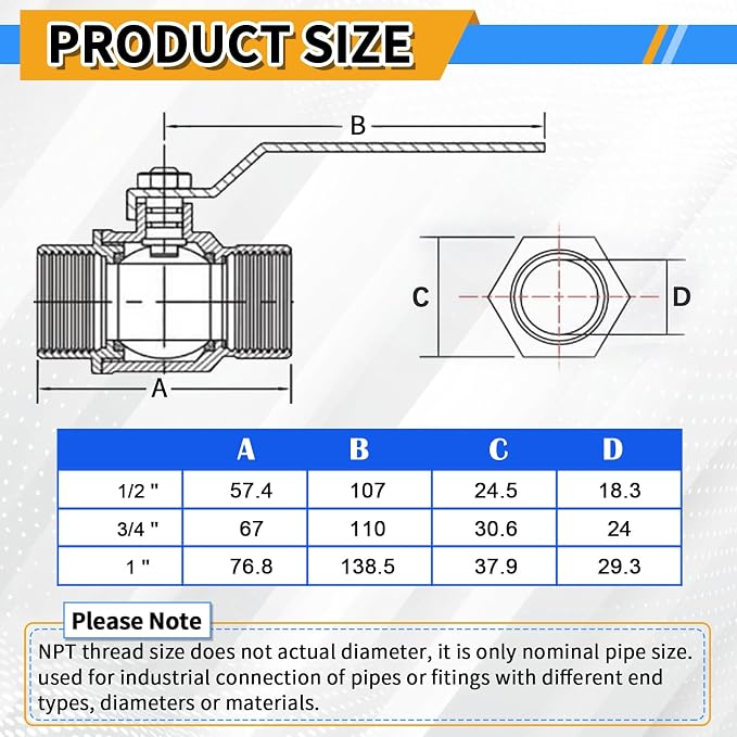 1 inch Forged Brass Ball Valve, 600 WOG Long Handle Metal Plumbing Full Bore - Image 4