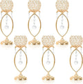 6 Pcs Gold Elegant Metal Crystal Tea Light Candle Holders by kehail