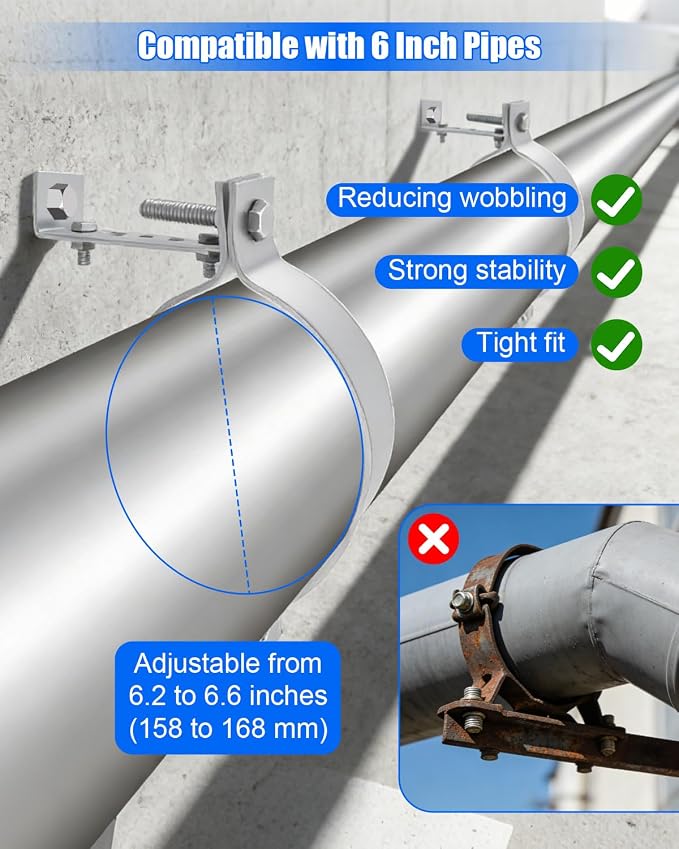 6 Inch Adjustable Pipe Bracket, Split Ring Stove Hanger Chimney Pipe Holder | B - Image 3