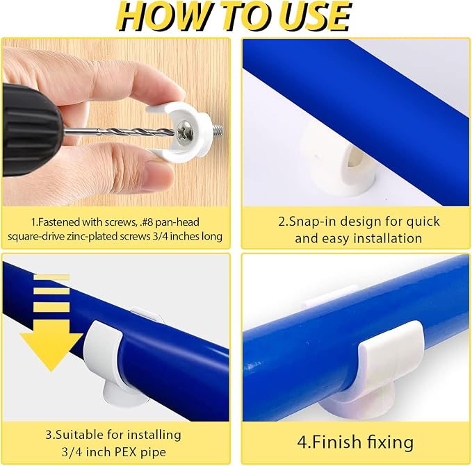 50 Pack 3/4 Inch PEX Clips, PEX Clamps PVC Pipe Clips and Hangers, Plastic | - Image 3