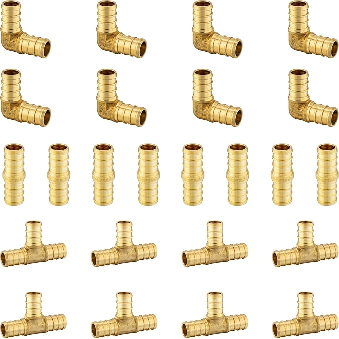 24 Pack Foskan 3/4 Inch PEX Barb Crimp Fittings Set | 8 Pieces Each:Elbow by Unknown