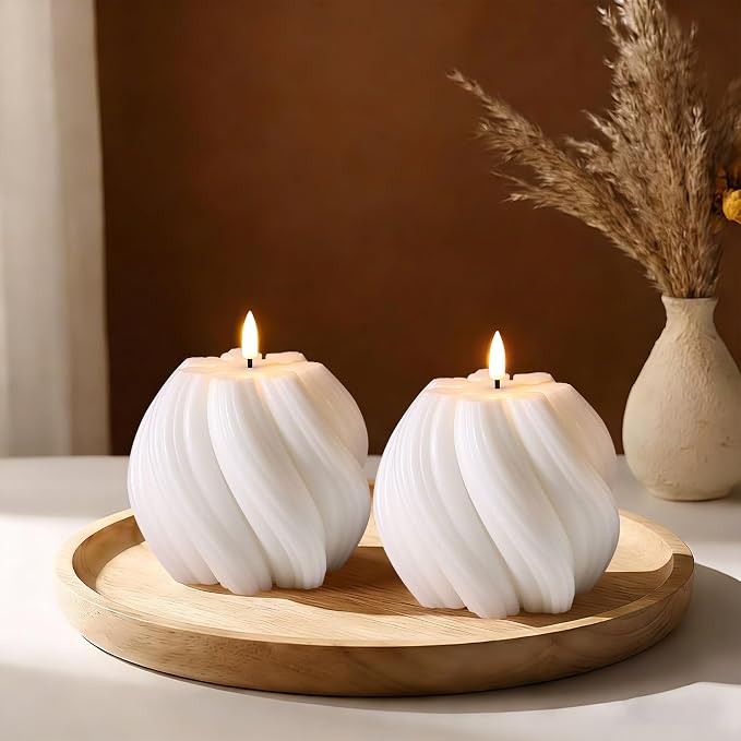 White Swirl Flameless Candle - Image 9