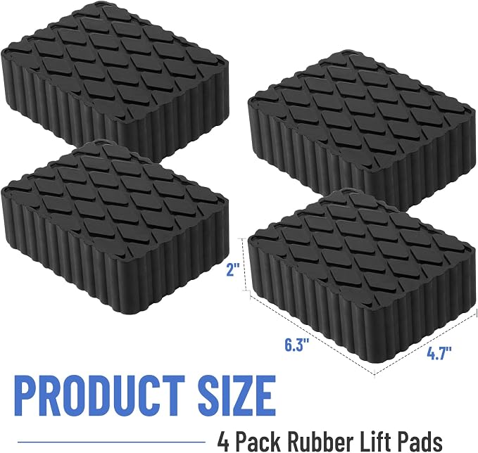 Solid Rubber Auto Lift Pads, 6-1/3" x 4-3/4" x 2" | 4 Pack Anti-Skid Lift Block - Image 7