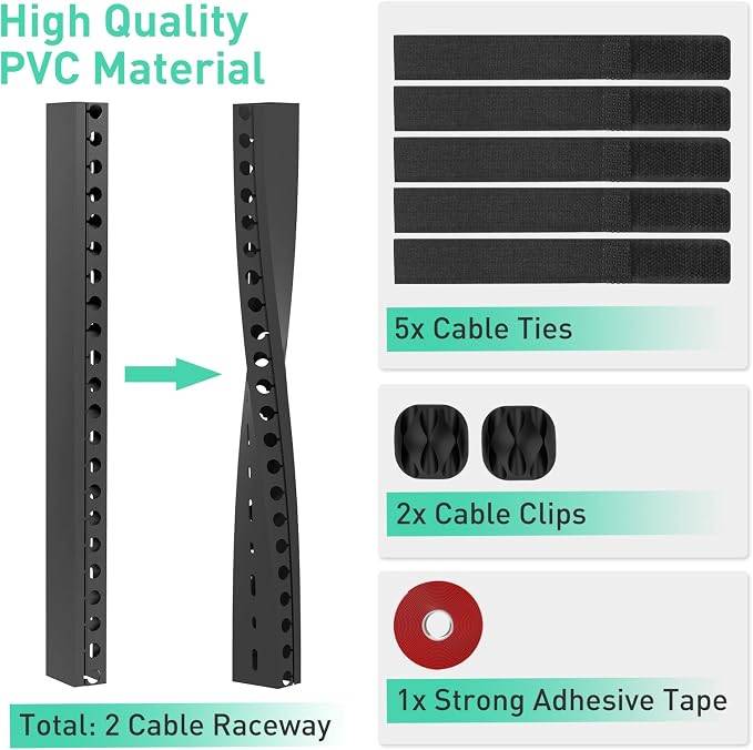 ENONCI Cable Raceway 154in Wire Covers Under Desk Cable Management 10-Pack | - Image 4
