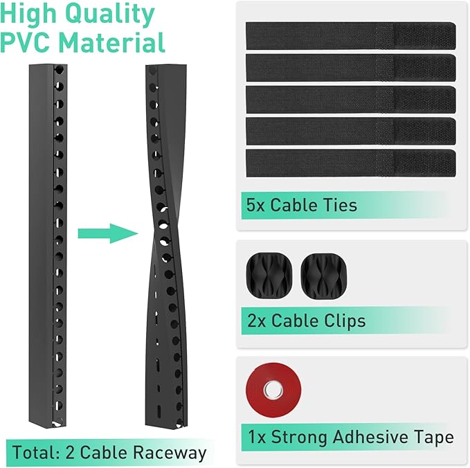 ENONCI Cable Raceway 77in Wire Covers Under Desk Cable Management 5-Pack | - Image 2