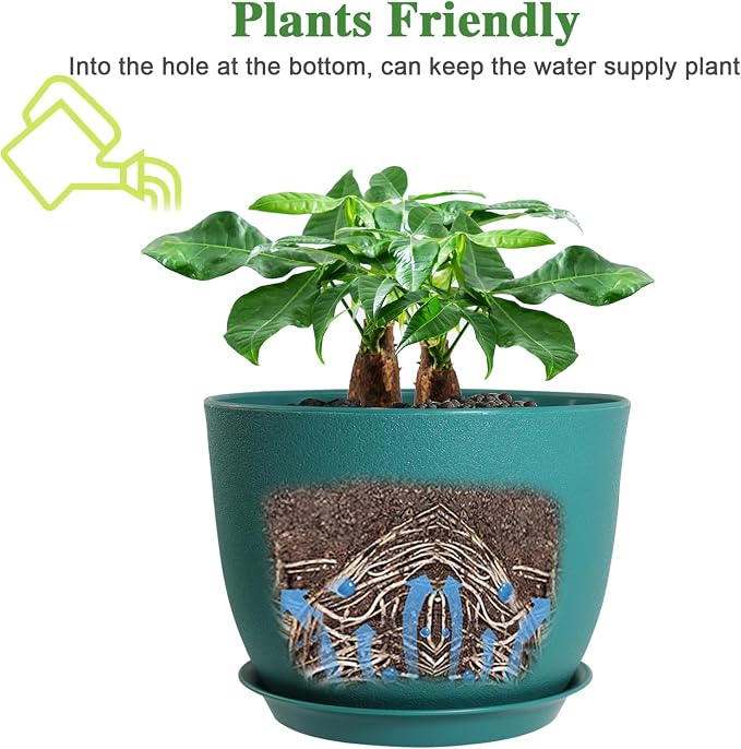 UOUZ 12inch Large Plant Pot, Modern Plastic Planter - Image 4