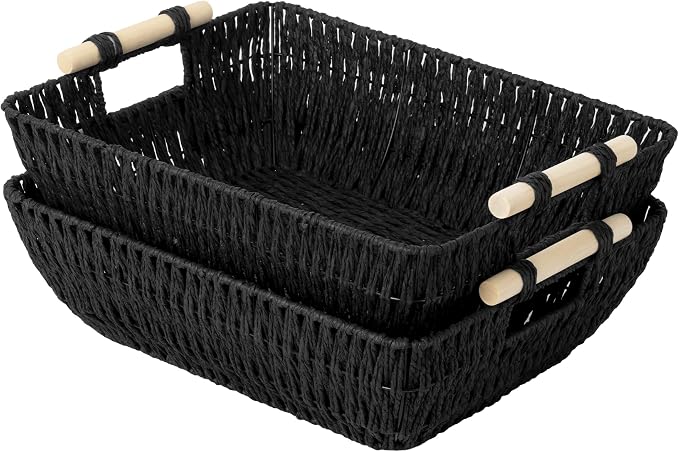 StorageWorks Large Wicker Storage Basket, Paper Rope Storage Baskets, Baskets by StorageWorks