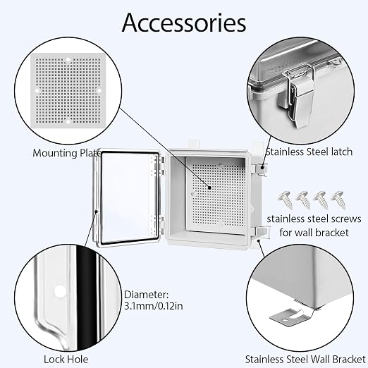 Electrical Box, IP67 Waterproof Hinged Clear Cover Stainless Steel Latch - Image 4