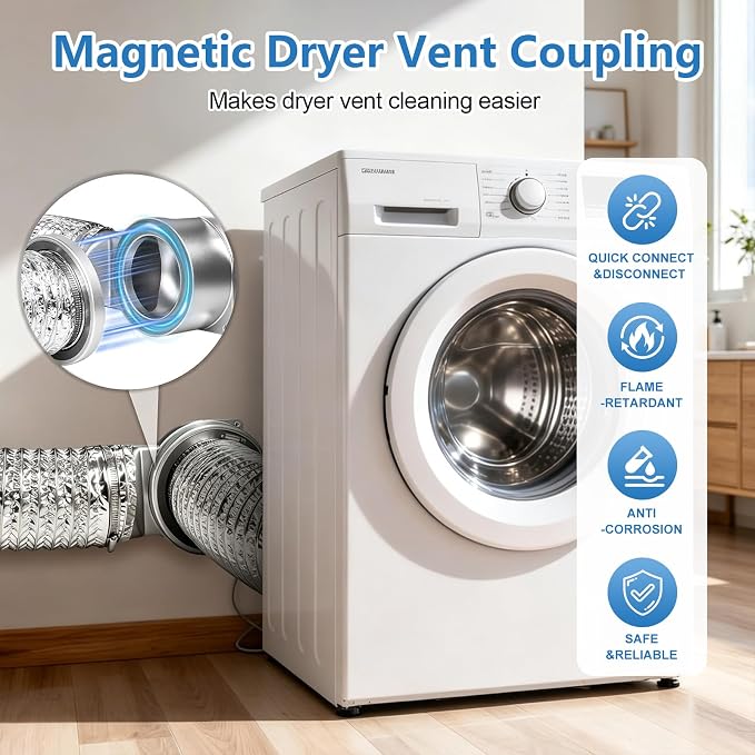 Magnetic Dryer Vent Connector Kit, Dryer Vent Coupling - Image 7