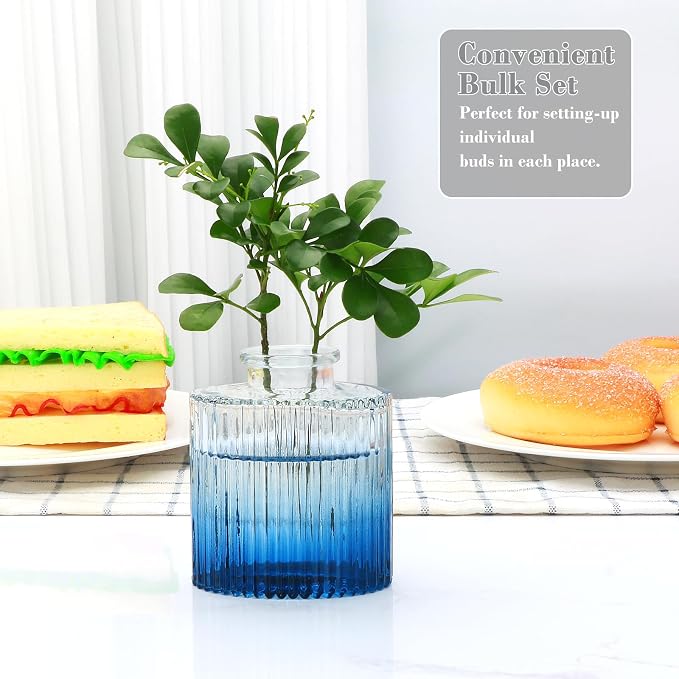 Glass Bud Vases 4 Pack, Small Deepblue Flower Vases - Image 7