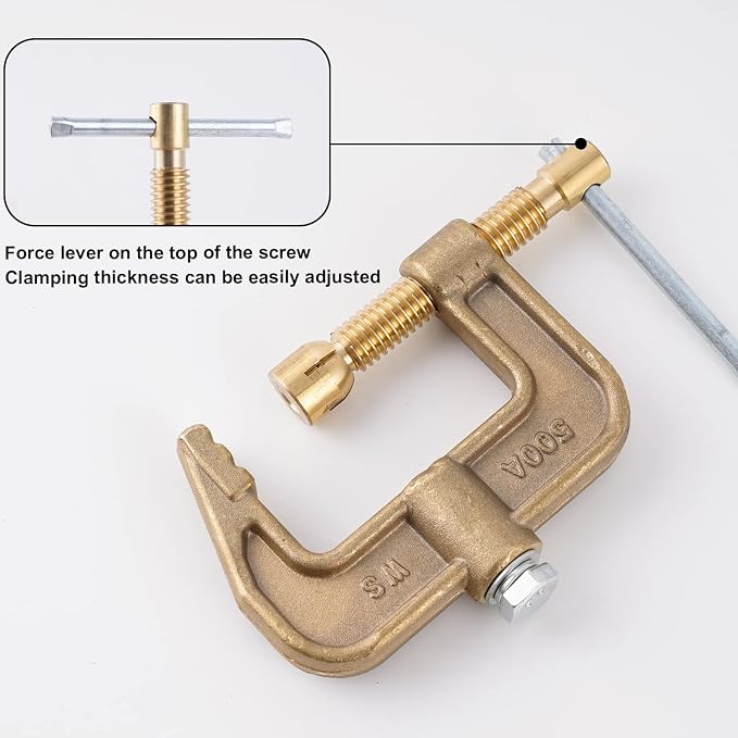 Welding Ground Clamp 500Amp G-style Solid Brass | Clamping Range up to 44mm - Image 3