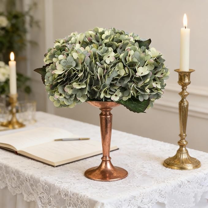 Kimura's Cabin 6pcs Hydrangea Artificial Flowers Fake Hydrangeas, Mint Green | - Image 6