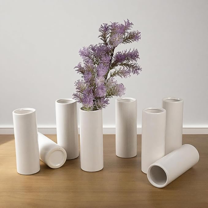 Modern White Ceramic Vase Set of 10 - Image 4
