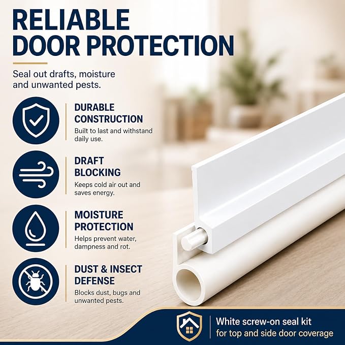 FoldTier 5 Pcs Screw on Door Weather Stripping Top and Sides Door Seal Kit | - Image 4