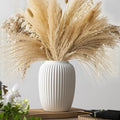 White Ceramic Vase for Modern Home Decor, Minimalistic Nordic Boho Matte Vase by QLOFEI
