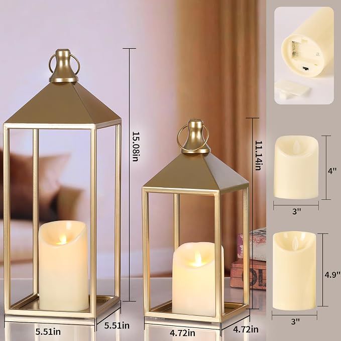 Decorative Candle Lanterns Indoor, Fireplace Mantel Decor - Image 2