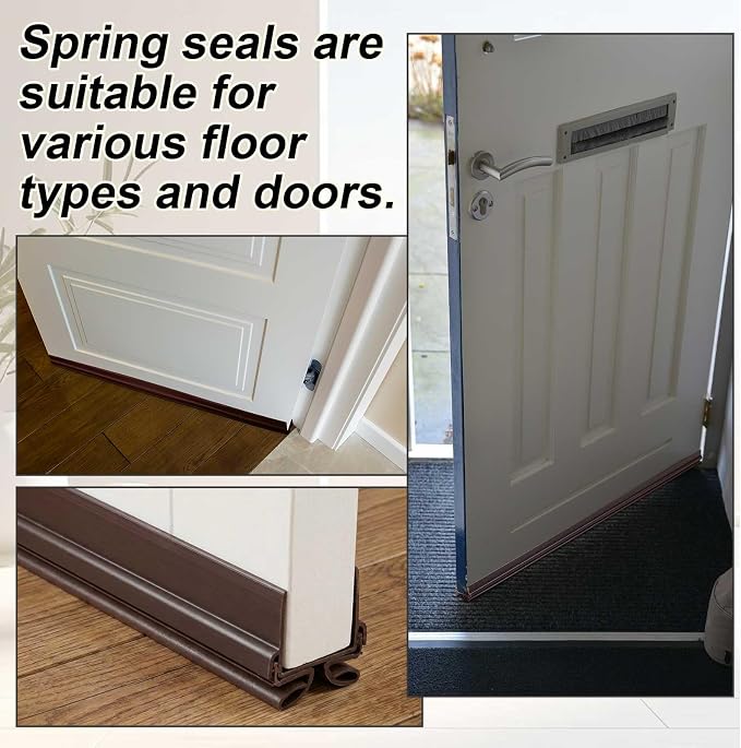 Yaocom 2 Strip 32" Vinyl U Shape Door Bottom Seal Slide on Door Sweep Brown | - Image 6