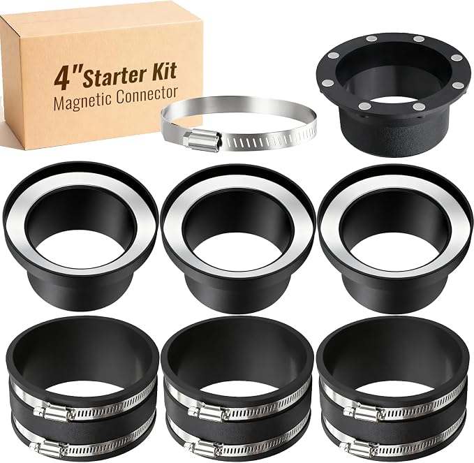 4" Magnetic Dust Collection Fittings, 8 high-Strength Magnets, One-to-Many by Pump