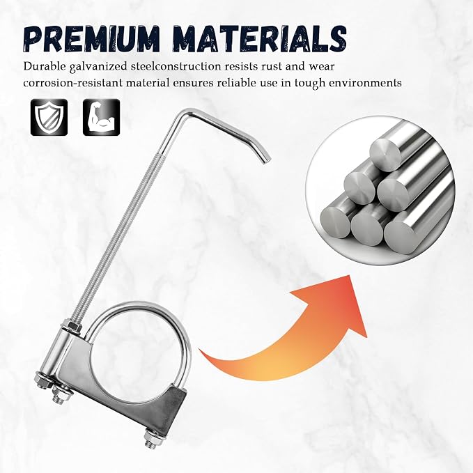 3 Inch Exhaust Hangers, Heavy Duty Adjustable 3 Exhaust Clamp - Image 4