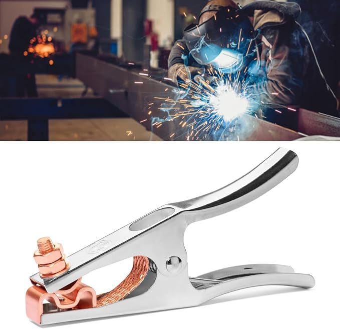 500A Electroplated Electric Welding Ground Clamp Copper Plated Jaw Braided - Image 6