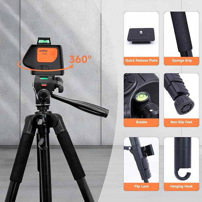 Plumb Dot Laser Level with Tripod, 360 Degree, PV-360G-KIT | 2 Plumb Points - Image 4