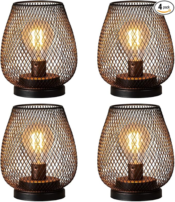 Set of 4 Battery Operated Lamp LED Table Lantern, Events by DECORKEY