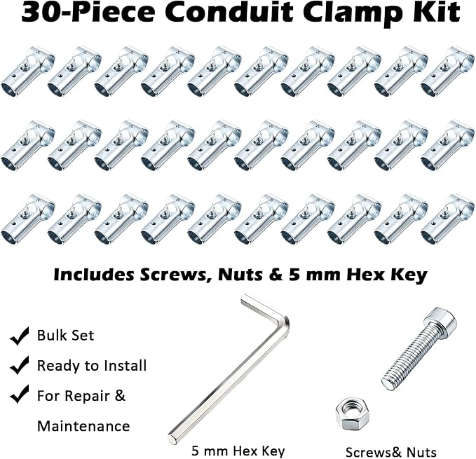 30 Pcs T Maker Pipe Connectors Tee Clamps Fits Emt Conduit, 3/4" | Zinc Plated - Image 2