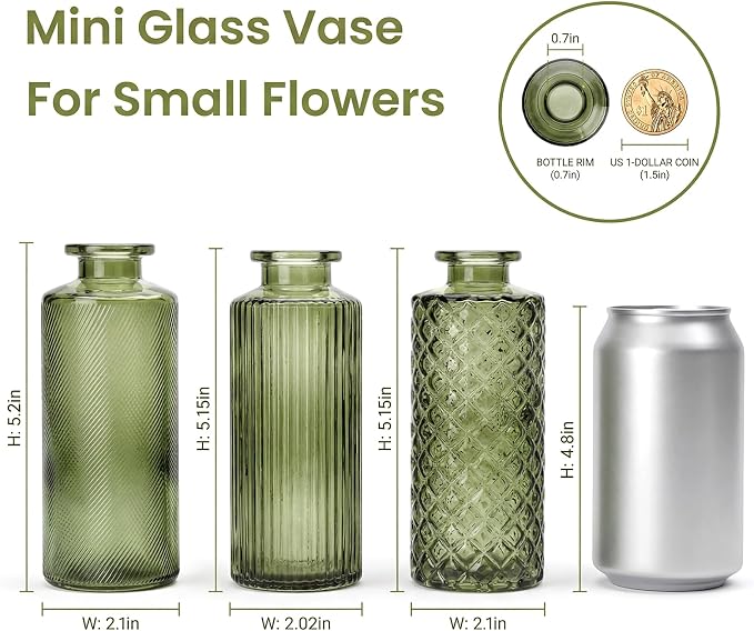 Glass Bud Vases 30 Pack, Small Green Flower Vases - Image 2