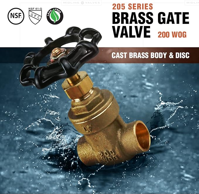 Midline Valve 427D434 Gate Valve, Lead Free, 2-1/2 in. Sweat Connection - Image 2