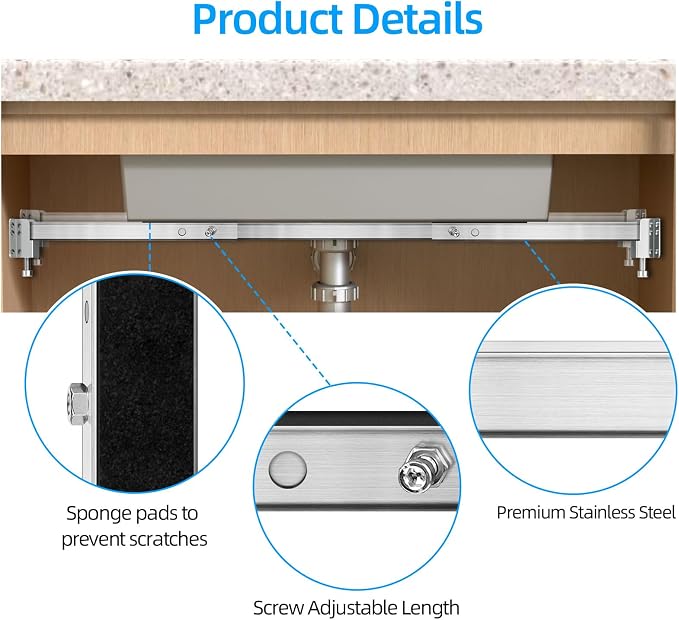 Qualward Undermount Sink Supports Brackets, Adjustable Undermount Sink Support - Image 3