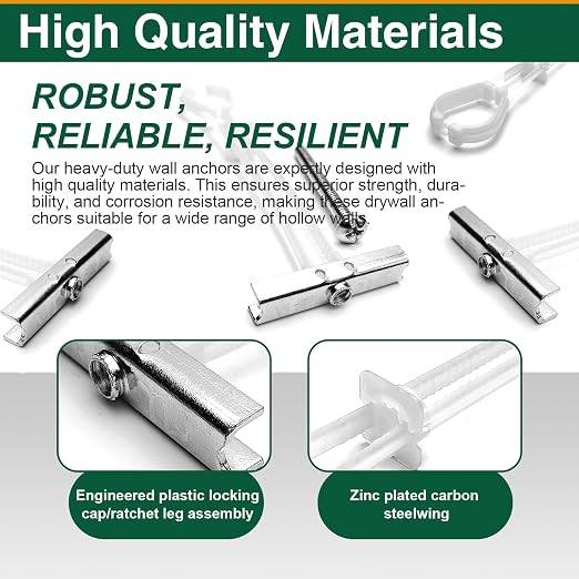 15PCS 1/4"-20 Toggle Bolts for Drywall, Metal Strap Anchors | Up to 260 lb load - Image 4