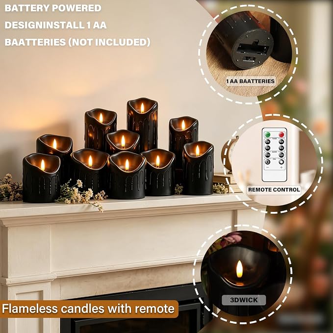 Nimiko Flameless Candles with Remote, Battery Operated Flickering Flameless - Image 2