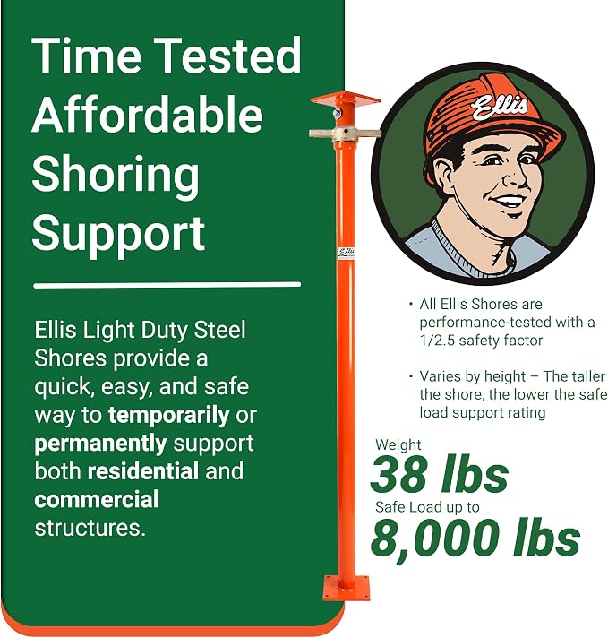 Ellis Manufacturing Light-Duty Steel, Construction Jack Post, Floor Leveling - Image 2