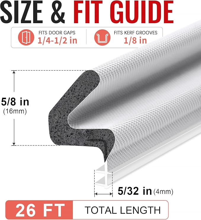 Litaibai 26 ft Kerf Weather Stripping Door Seal - Image 4