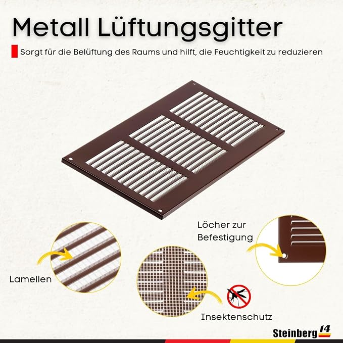 Steinberg14 Brown Vent Cover 10x4 - Image 2